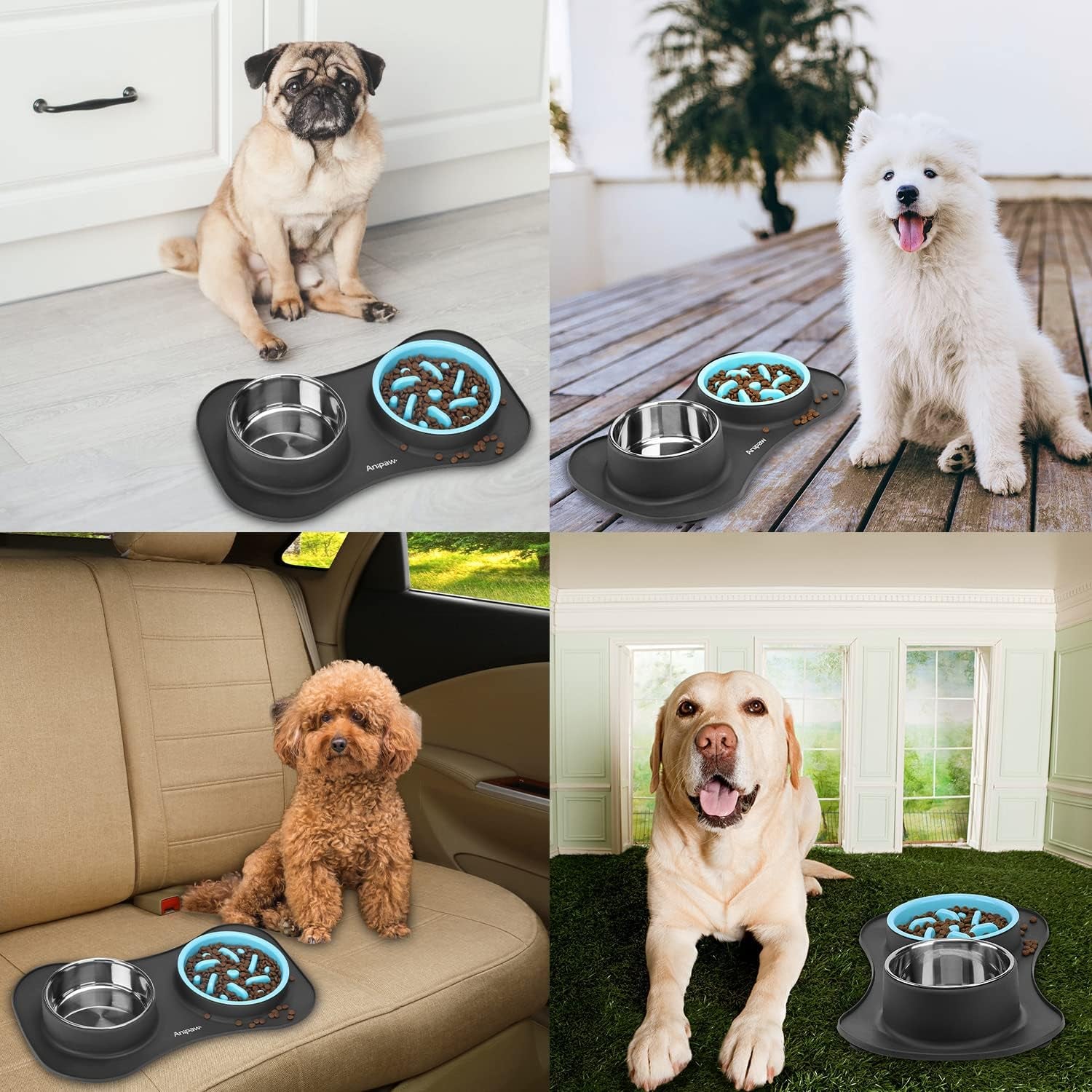 anipaw-slow-feeder-dog-bowls-3-in-1-stainless-steel-food-and-water-bowls-with-non-spill-and-skid-silicone-mat-to-slow-down-eating-for-large-medium-small-breed-size-dogs-and-cats-durable-non-spill-non-skid-with-silicone-mat-design-slow-down-eating-suitable-for-small-medium-large-dogs-and-cats