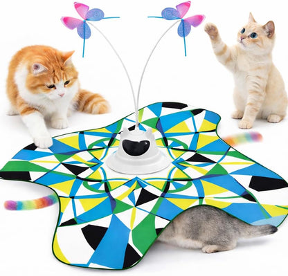 Interactive Cat Toy for Indoor Cats, Rechargeable 3-In-1 Hide & Seek Toy | Touch Activated, Spinning Butterfly, Plush Tail, Ultra Quiet, Rechargeable, Non Slip Base, Self Play for Adult Cats & Kittens1