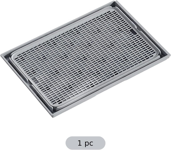 Odor Control Cat Litter Mat, Double Layer Trapper Pad, 16.5 X 11.2 X 0.8 In, Light Grey, Anti-Slip Plastic,2