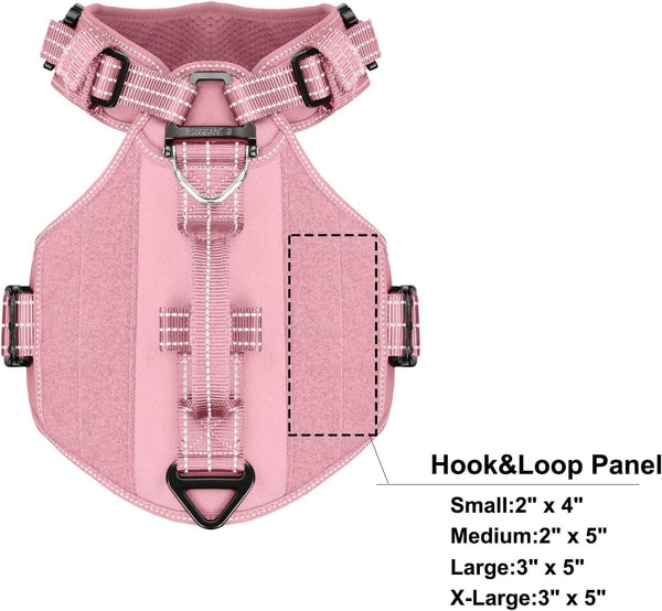 ICEFANG Quick-Moving Tactical Dog Harness for Large Dogs,No Pull Dog Vest | Control Handle,Reflective,Full Metal Buckles,Adjustable,Hook-And-Loop Panel,Soft Padded,Pink,Large4