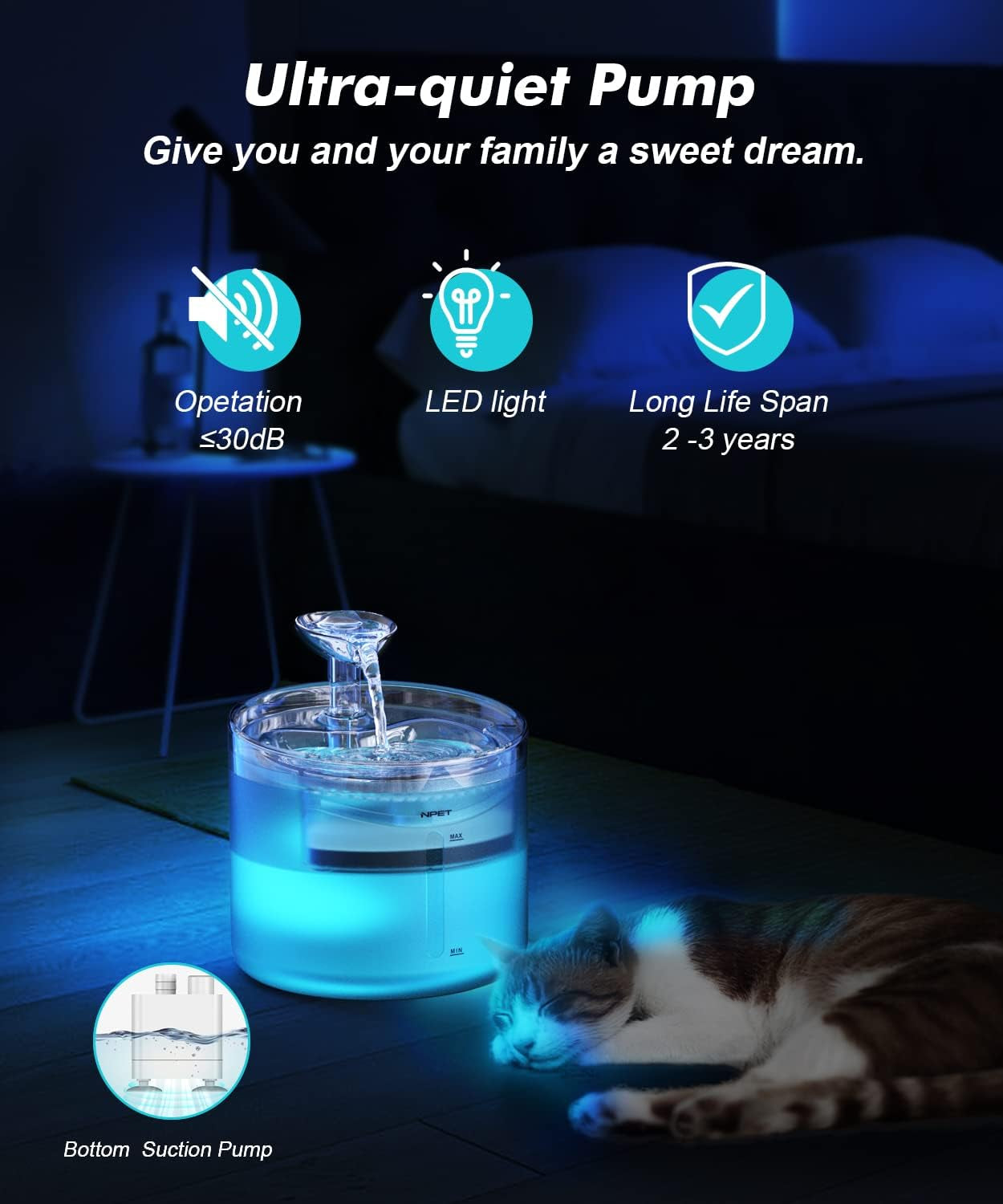 npet-wf100-cat-foutain-54oz-1-6l-automatic-pet-water-fountain-dog-water-dispenser-with-2-flow-modes-bottom-suction-led-light-quiet-pump-for-for-cats-small-dogs