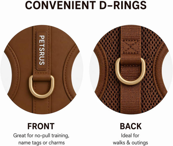Premium No-Pull Dog Harness Soft Neoprene & Breathable Mesh Vest with Front & Back Clip D-Rings Adjustable Lightweight Walking Harness for Puppies, Small & Medium Dogs (Bronze Brown Gold, M)6