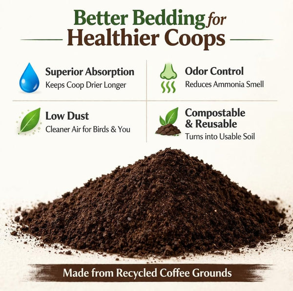 Javaearth® Coffee Bedding for Chickens - Loose Upcycled Coffee Grounds Poultry Litter for Coops & Brooders, Natural Clumping & Odor Control, 20 Lbs3