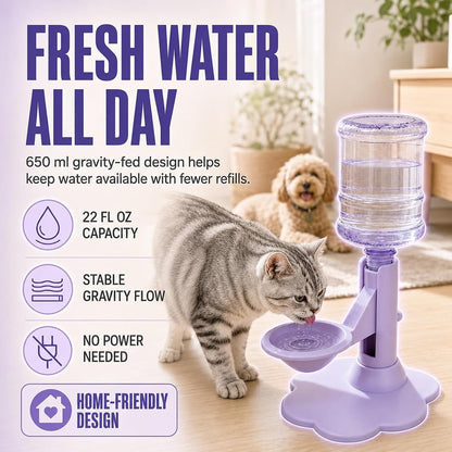 Gravity Cat Water Dispenser Stand - Spill-Proof, Gravity Self Refilling Cat & Dog Water Bowl, Anti-Tip Cat Water Bowl with Suction Base Keeps Water Clean and Fresh for Messy Pets，Blue3