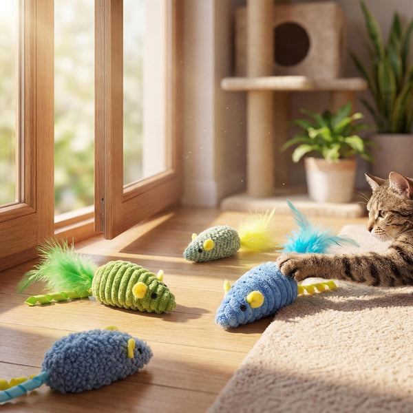 Catnip Toys (3 Pack), Cat Mouse Toys for Indoor Play, Small Interactive Cat Toys for Indoor Cats, Perfect for Single or Multi-Cat Households (Blue)8