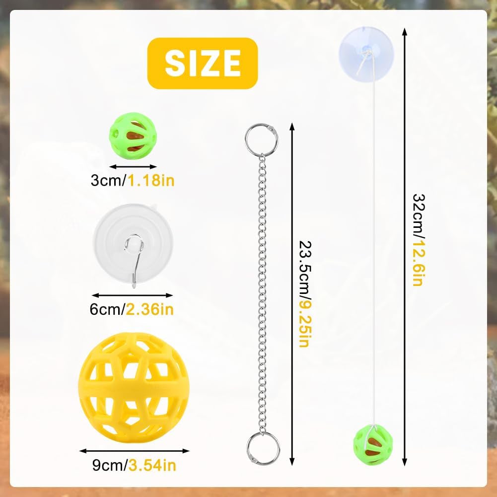bearded-dragon-enrichment-toys-feeder-ball-set-vegetable-feeder-ball-bell-ball-exercise-balls-interactive-feed-toys-bells-reptile-tank-accessories-for-reptile-lizard-gecko-yellow