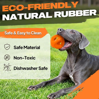 Fida Natural Rubber Dog Balls for Aggressive Chewers, Durable Dog Chew Toys for Large Dogs, Interactive Fetch & Tug of War Toys for Medium Large Breed Non-Toxic Dish Washable,4.5 * 4.5"2