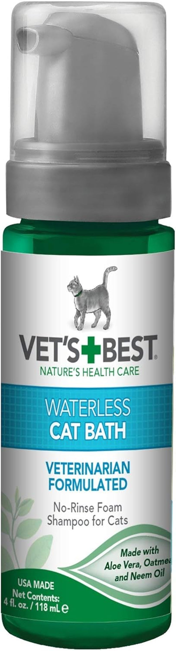 Vet'S Best Waterless Cat Bath Dry Shampoo, No-Rinse Formula, 4 Oz | No-Rinse Dry Shampoo, Veterinarian Formulated, Refreshes Coat & Controls Odor, Gentle Grooming for Cats & Kittens1