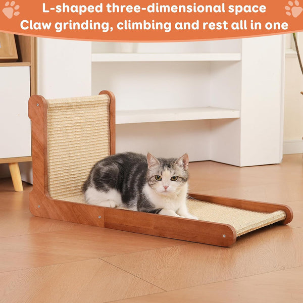 Large Cat Scratching Post for Indoor Cats,26.8'' Solid Wood Frame Natural Sisal L Shape Cat Scratch Pad, Vertical Cat Scratcher,Cat Scratching Board Cat Scratch Post,Perfect Cat Furniture5