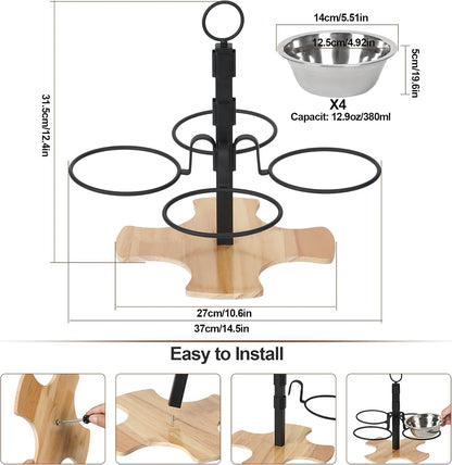 Elevated Cat Bowls 3 Adjustable Height 4 Stainless Steel Cats&Dogs | Pet Elevated Raised Cat Food and Water Bowls 3 Adjustable Heights 4 Stainless Steel Bowls for Indoor Cats Small Dogs5