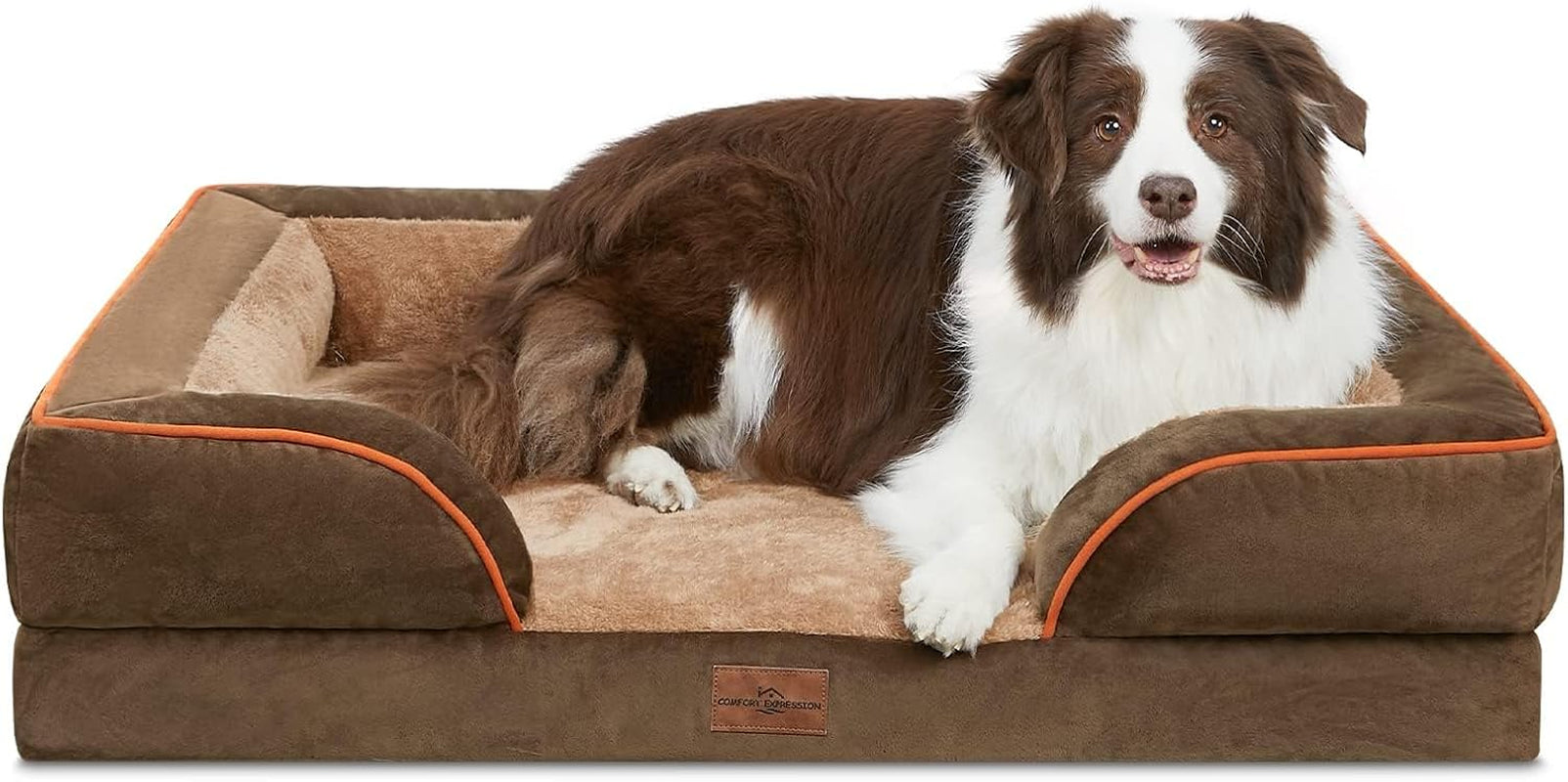 comfort-expression-orthopedic-dog-bed-for-extra-large-dogs-with-bolster-waterproof-dog-couch-bed-with-washable-cover-non-slip-bottom-supportive-egg-crate-foam-xl-pet-bed-42x30-inch