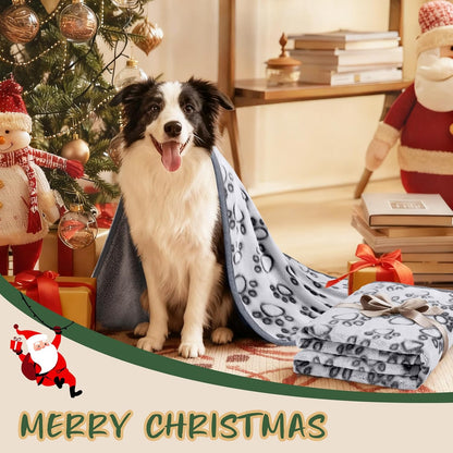 Luciphia Fluffy Paw Print Dog Blanket Large/Medium/Small, Soft Fleece Throw | 300GSM Cozy Blanket for Crate, Couch, Car, Bed. a Puppy & Cat Essential and Dog Gift for Pet Parents,Grey,30"X20"4