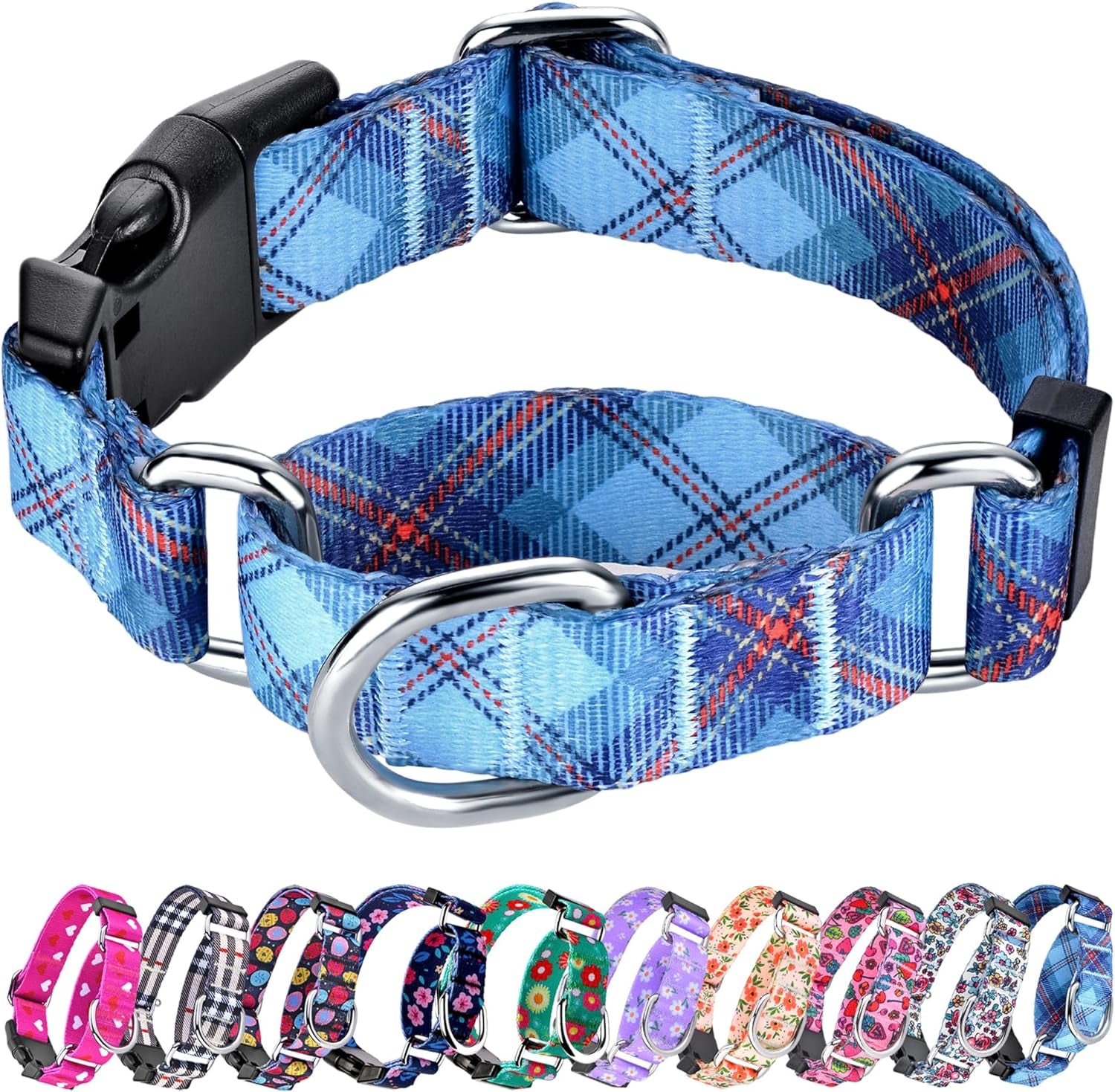 hikiko-martingale-collar-for-dogs-adjustable-soft-nylon-dog-collars-with-cute-patterns-for-small-medium-large-dog-pink-butterfly-medium