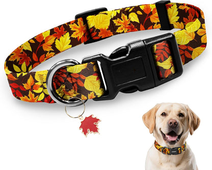 Kazazoo Dog Collar Cute and Soft Nylon Puppy Collar Girl Dogs, Adjustable Purple Dog Collars for Medium Dogs, Purple Flowers-M22