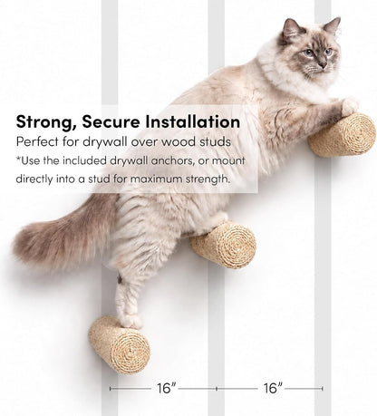 Xympo Wall-Mounted Cat Climbing Steps, Floating Sisal Scratching Posts, 8 Inch, 3 Pack, Easy Drywall Install4