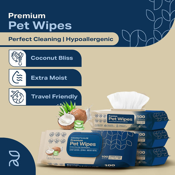 REFRESHIFY Dog Wipes for Paws and Butt - Coconut Scented (Pack of 400) - Pet Wipes for Dogs and Cats - Deodorizing Non Toxic Dog Wipes, +12 Additional Travel Wipes2