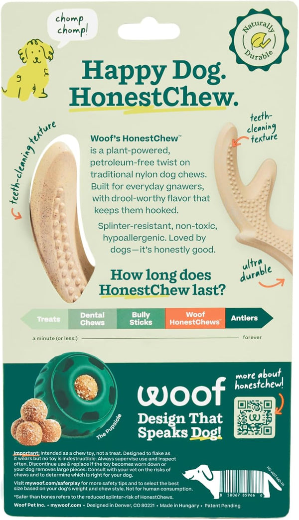 WOOF Honestchew Antler Dog Chew Toy for Dogs 25-60 Lbs | Includes Antler & Infinity, Plant-Based Materials, Splinter-Resistant, Durable Chews, Supports Dental Care, Gift-Ready Set9