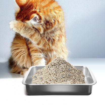 Stainless Steel Cat Litter Tray Open Metal Pan Kitten Toilet with Stable Bottom for Easy Pet Housebreaking3