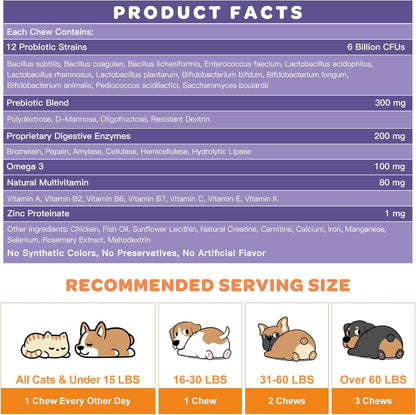 NATURE TARGET 6 Billion Freeze Dried Probiotics for Dogs, 120 Bites | with Prebiotics & Enzymes, Vitamins & Omega 3, Support Digestive & Gut Health, Itch Relief, Reduce Diarrhea5