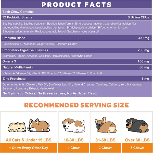 NATURE TARGET 6 Billion Freeze Dried Probiotics for Dogs, 120 Bites | with Prebiotics & Enzymes, Vitamins & Omega 3, Support Digestive & Gut Health, Itch Relief, Reduce Diarrhea5