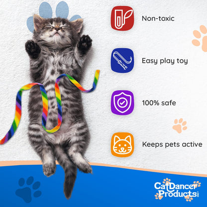 Cat Dancer Products Rainbow Cat Wand Charmer, Safe Teaser Wand for Indoor Cats & Kittens, Flexible Exercise Toy Made of Multicolor Fabric Ribbon, for Medium Breeds6