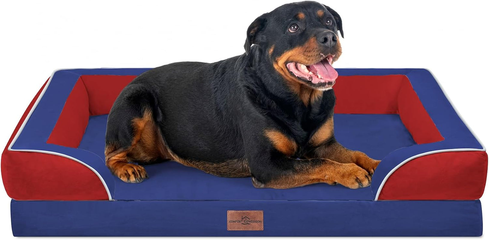 comfort-expression-orthopedic-dog-bed-for-extra-large-dogs-with-bolster-waterproof-dog-couch-bed-with-washable-cover-non-slip-bottom-supportive-egg-crate-foam-xl-pet-bed-42x30-inch