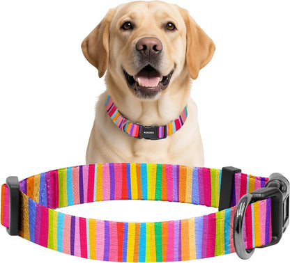 Kazazoo Dog Collar Cute and Soft Nylon Puppy Collar Girl Dogs, Adjustable Purple Dog Collars for Medium Dogs, Purple Flowers-M14