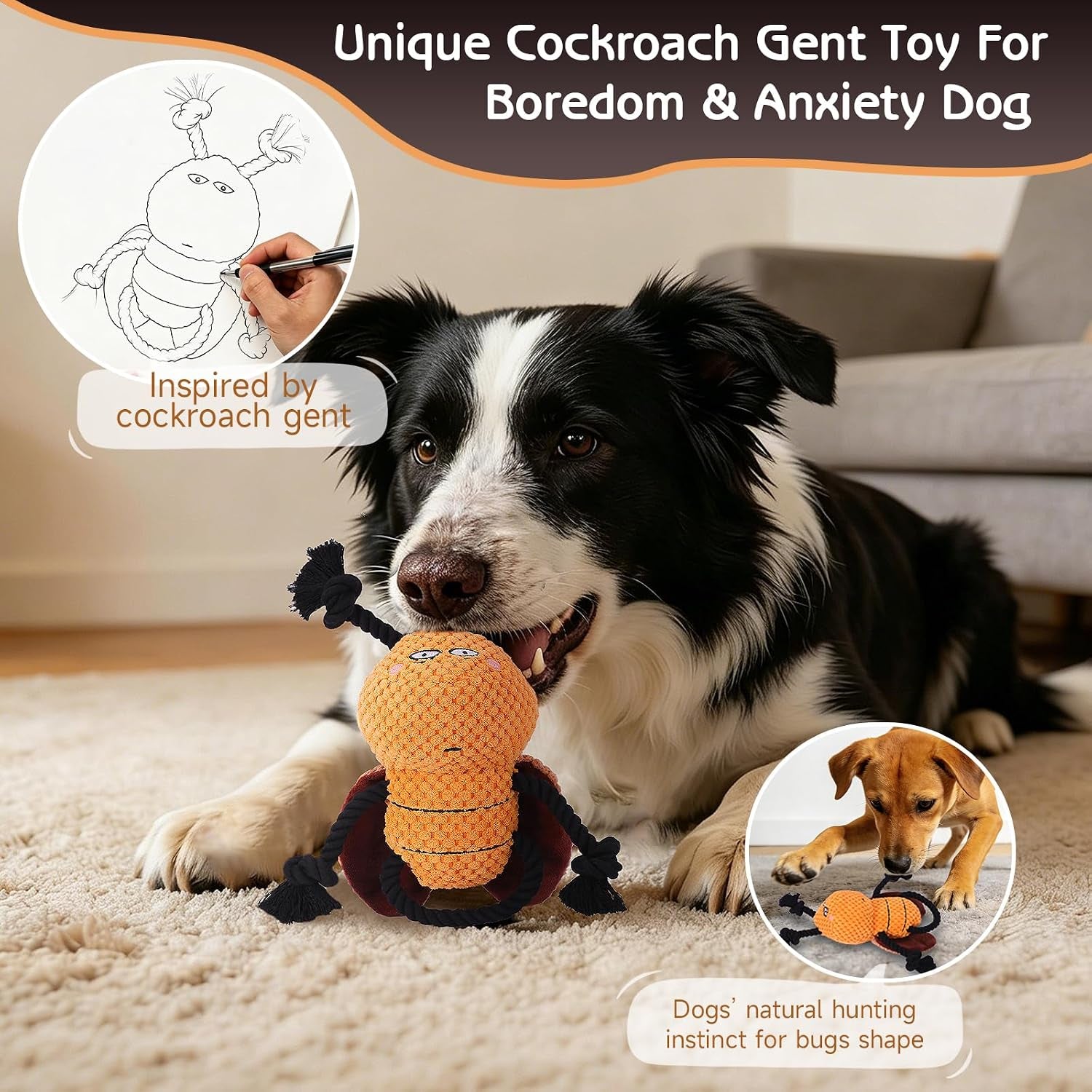 yipetor-cockroach-squeaky-dog-toy-puppy-rope-chew-toy-for-medium-dogs-anti-boredom-tug-of-war-machine-washable-teeth-cleaning-crinkle-paper-plush-toy-separation-anxiety
