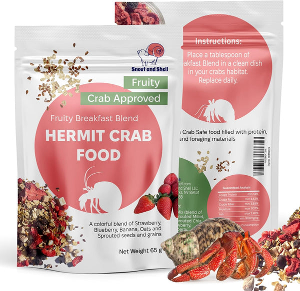 Natural Hermit Crab Food – High-Protein Hermit Food with Real Fruit and Sprouted Grains – 65 G (2.3 Oz) Crab Food for Pet Hermit Crabs by Snout and Shell7