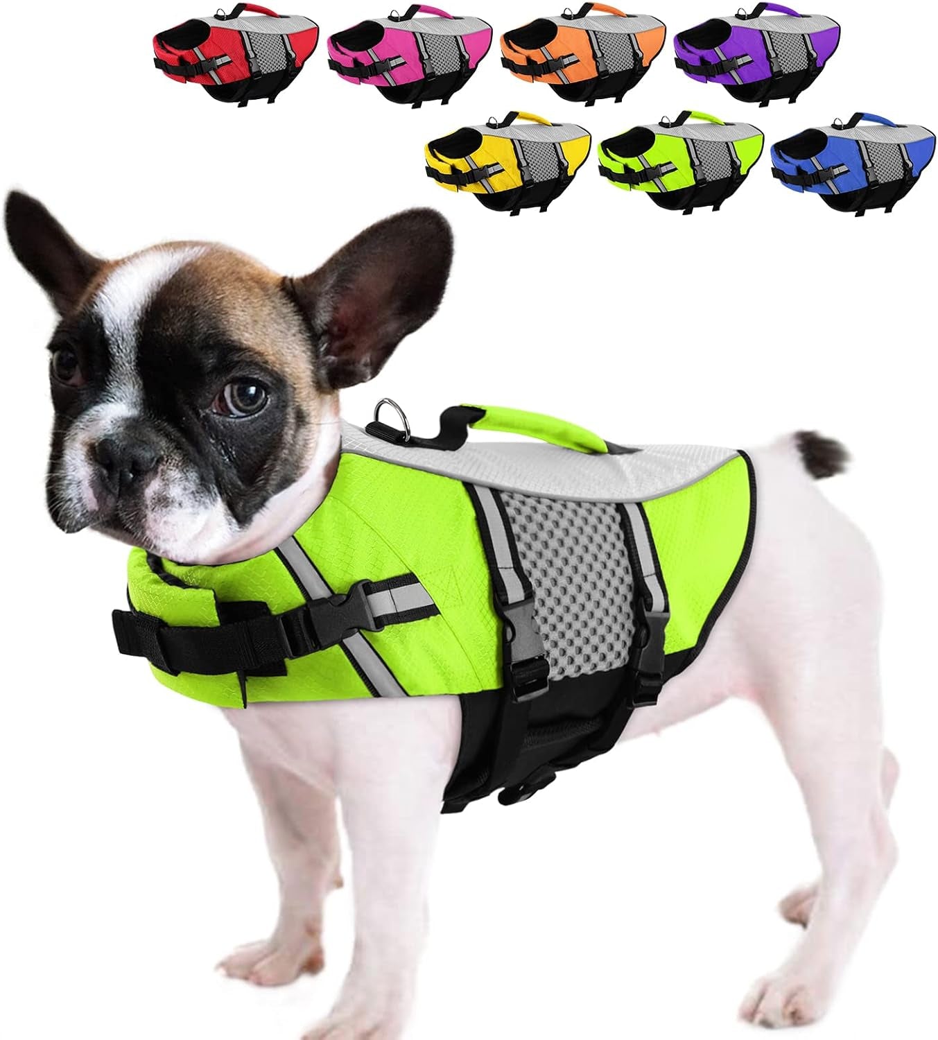 queenmore-dog-life-jacket-small-float-vests-for-swimming-boating-kayaking-mediumn-puppy-dogs-cats-neoprene-life-preserver-pet-water-lifesaver-lightweight-reflective-green-l