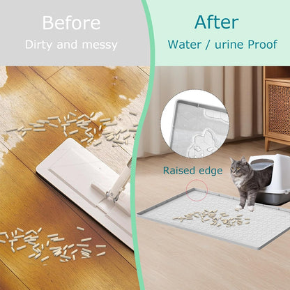 Cat Litter Mat for Litter Box, Silicone Large Cat Litter Trapping Mat - 40X28 In, Waterproof & Non-Slip, Durable & Easy Clean, Light Gray5