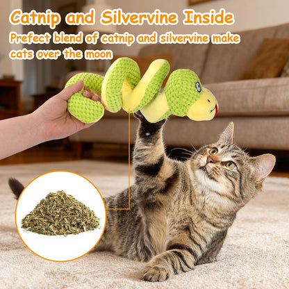 Retro Shaw 11" Realistic Snake Cat Toy – Interactive Kicker Toy for Indoor Cats with Silvervine & Catnip, Crinkle Sound, Spring-Loaded Design, Bite-Resistant Plush for Kitten Teething & Boredom Relief5