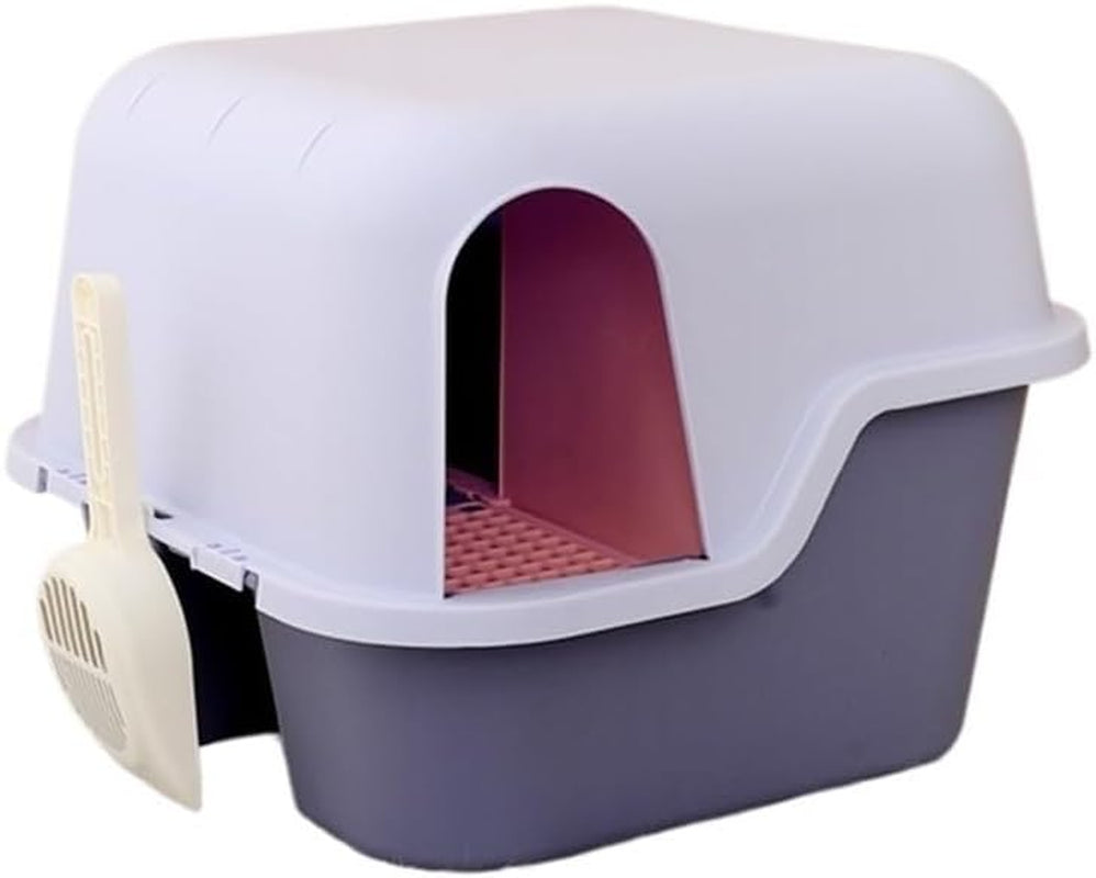 pet-supplies-enclosed-cat-litter-box-with-lid-scoop-anti-splash-hooded-tray-easy-clean