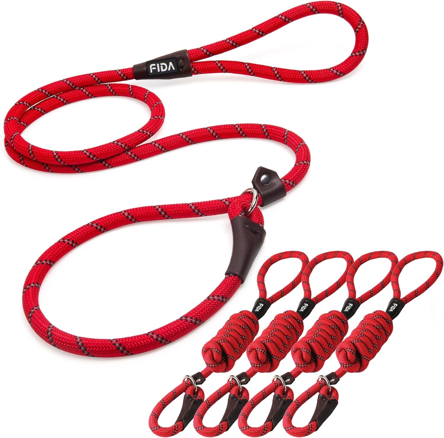 fida-durable-slip-lead-dog-leash-6-ft-x-1-2-heavy-duty-dog-loop-leashes-comfortable-strong-rope-slip-leash-for-large-medium-dogs-no-pull-pet-training-lead-with-highly-reflective1-2-black