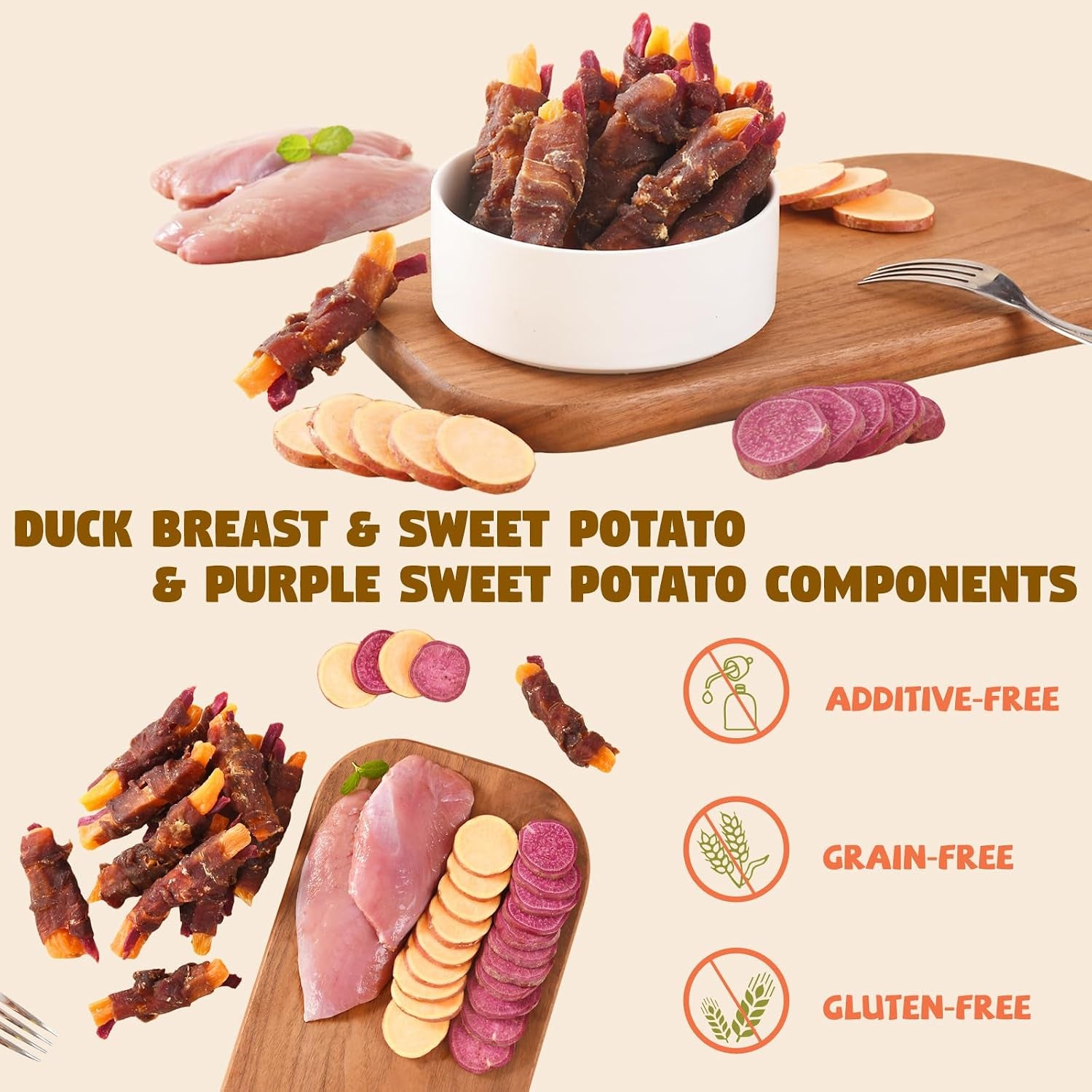 dog-jerky-treats-duck-wrapped-orange-purple-sweet-potato-10-6-oz-healthy-dog-snacks-high-protein-low-fat-soft-chews-eliminates-tears-training-rewards-treats-for-small-medium-large-breeds