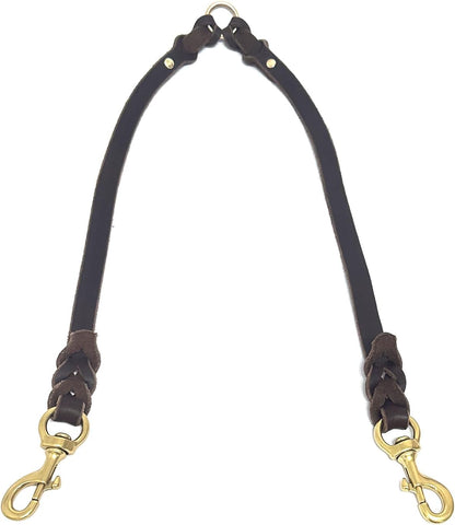Genuine Leather Braided Coupler for Dog Leash,Leather Dog Leash for Walking Two Dogs, Multipurpose, Can Be Used as Safety Seatbelt Leash in Car, Backup Clip for Dog Harness1