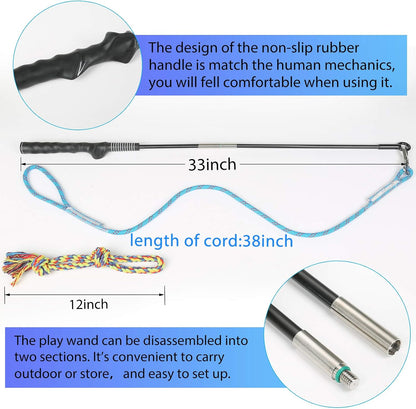 Flirt Pole for Dogs Interactive Chase Toy for Large Medium Small Puppy Dogs | for Chase and Tug of War, Dog Teaser Wand with Lure, Chewing Toy, for Outdoor Exercise & Training,Easy to Use,Carry, Sturdy8