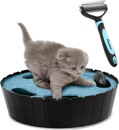 Pawaboo Interactive Cat Toy with Running Mouse, Electronic Motion Cat Toy Automatic Teaser for Indoor Cats, Pop and Play Hide Seek Cat Toys Hunting Mouse for Pet Cat Kitten Play Fun Exercise, Green9