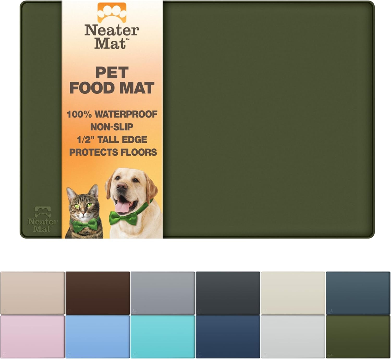 neater-pet-brands-neater-mat-pet-mats-for-food-and-water-cat-dog-bowl-mat-waterproof-silicone-feeding-tray-dog-food-mats-for-floors-placemat-w-raised-edge-for-under-bowls-16-x-10-cappuccino