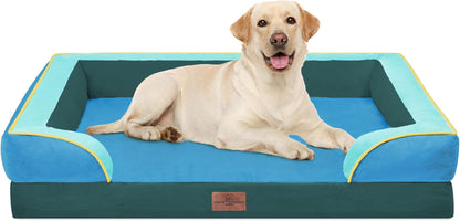 Comfort Expression Orthopedic Dog Bed for Extra Large Dogs with Bolster | Waterproof Dog Couch Bed with Washable Cover & Non-Slip Bottom, Supportive Egg Crate Foam XL Pet Bed, 42X30 Inch35