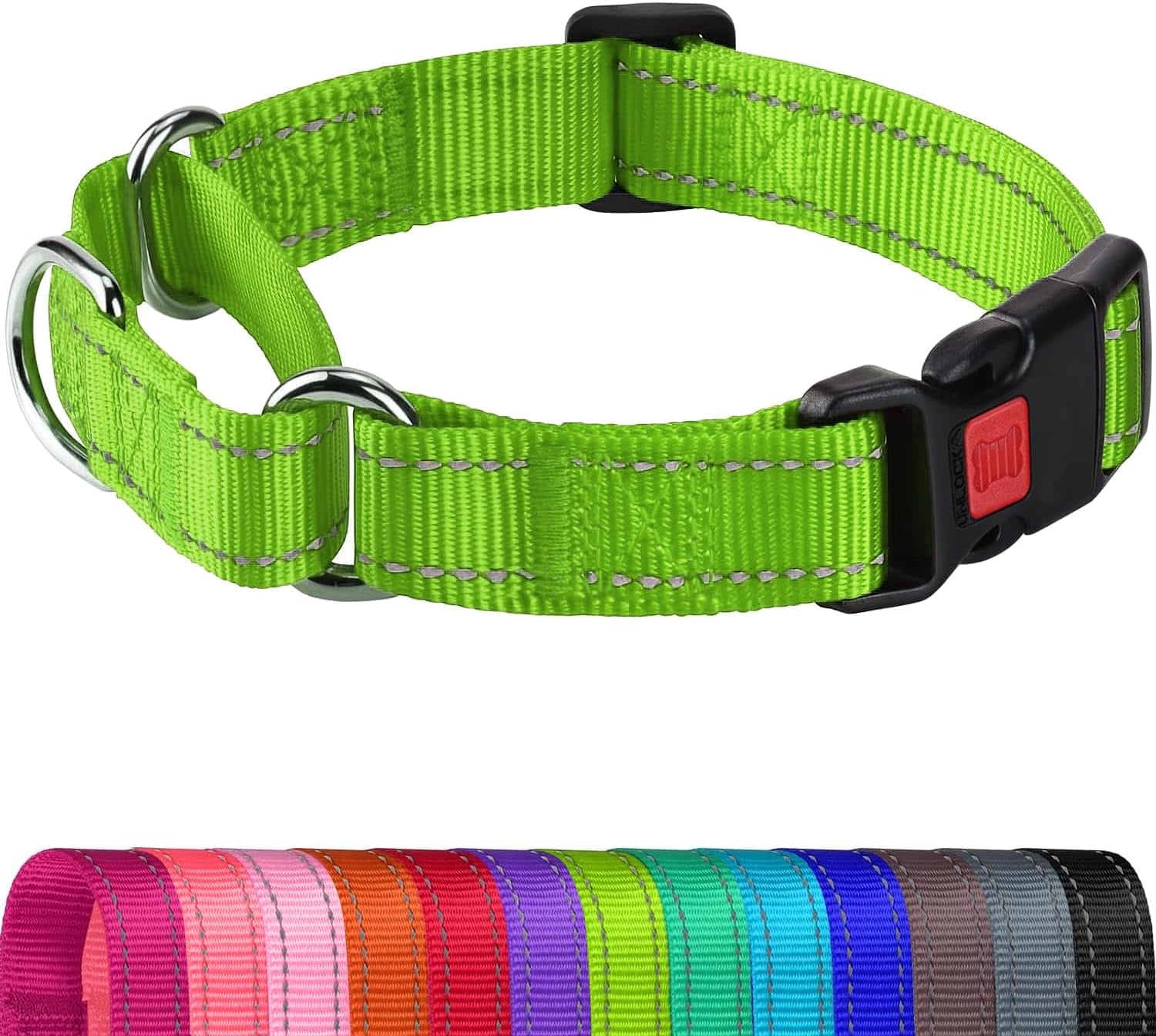 joytale-martingale-collar-for-dogs-escape-proof-no-pull-hotpink-m-gentle-cinch-stops-pulling-without-choking-safety-lock-buckle-reflective-stitching-for-night-walks-soft-nylon
