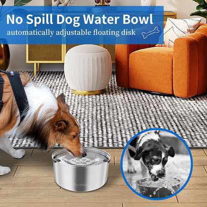 Kactoily 3L/101Oz Large Capacity Dog Water Bowl Stainless Steel No Spill Dog Bowls Slow Drinking Dog Water Feeder Dispenser2