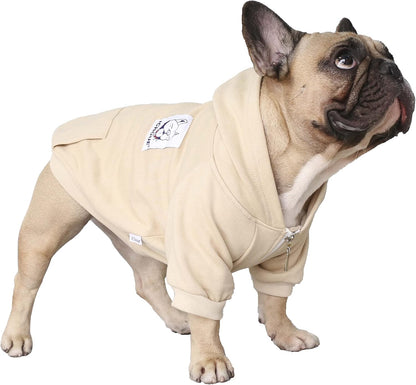 Ichoue French Bulldog Frenchie Clothes Hoodies for Dogs Pug English Boston Terrier Bully Pitbull Corgi Sweatshirt Sweater Clothing - Khaki/Xlarge3