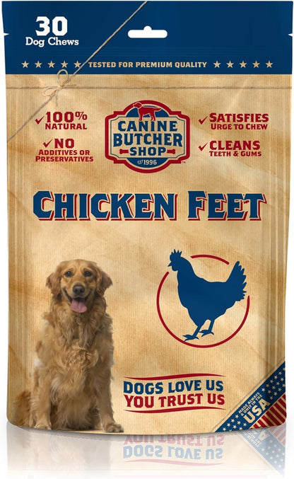 Chicken Feet Dog Treats, Raised & Made in USA (30-Pack), Dehydrated Chicken Feet, All Natural Dog Chews & Dog Snacks | Crunchy Texture, Naturally Dehydrated, Rich in Glucosamine, Supports Joint Health, Made in the USA1