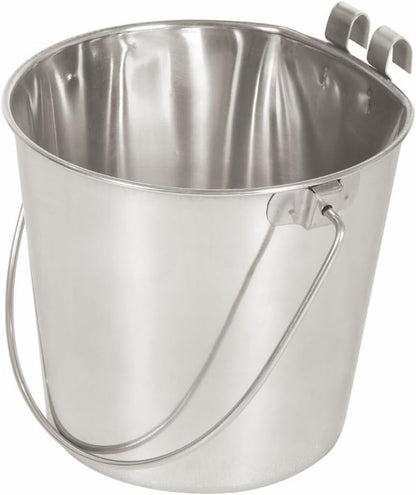 Advance Pet Products 4 Quart Stainless Steel Bucket with Dual Hook | Perfectly Fits on Kennels, Cages and Critter Crates | Heavy Duty Bucket for Pets Cleaning & Food Prep - Flat Sided Pail13
