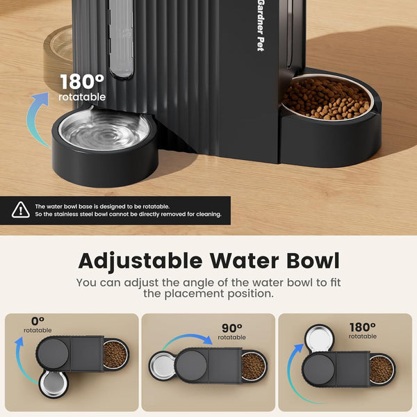 Gardner Pet Automatic Gravity Cat Food Feeder and Water Dispenser Stainless Steel Two-In-One Set Large Capacity Dispenser for Pets Dogs, Puppies, Kittens-(0.8 Gallons X 2)5