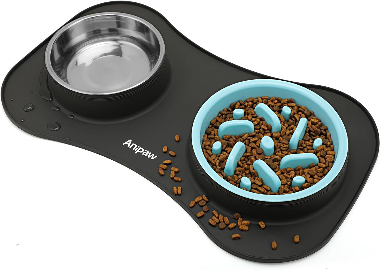 anipaw-slow-feeder-dog-bowls-3-in-1-stainless-steel-food-and-water-bowls-with-non-spill-and-skid-silicone-mat-to-slow-down-eating-for-large-medium-small-breed-size-dogs-and-cats-durable-non-spill-non-skid-with-silicone-mat-design-slow-down-eating-suitable-for-small-medium-large-dogs-and-cats