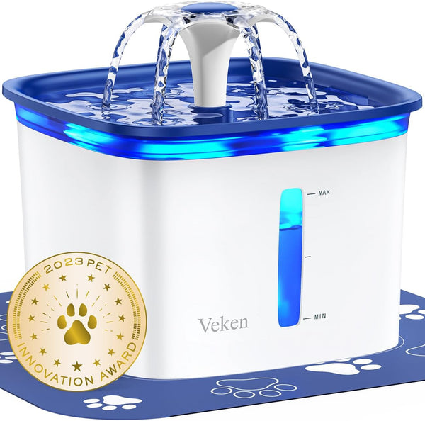 Veken Innovation Award Winner 95Oz/2.8L Cat Water Fountain | Automatic Pet Fountain Dog Water Dispenser with Replacement Filters & Silicone Mat, Gift for Cats, Dogs, Multiple Pets (Grey)13