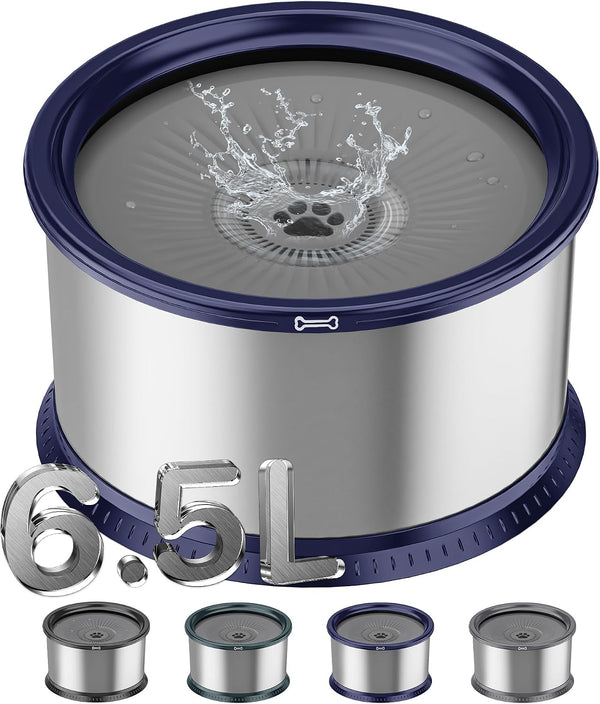 1.6 Gallon Dog Water Bowl, 6.5L/220Oz Stainless Steel No Spill Water Bowl for Large Dogs, Super Large Capacity Splash Proof Pet Slow Drinking Water Bowl with Anti-Slip Mat for Mess Drinkers14