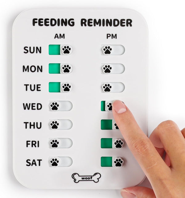 YAUYIK Dog Feeding Reminder, Magnetic Reminder Sticker, AM/PM Daily Indication Chart Feed Your Pets, Fridge Magnets and Double Sided Tape, Helps You to Track Pet Feeding & Medication (White)1